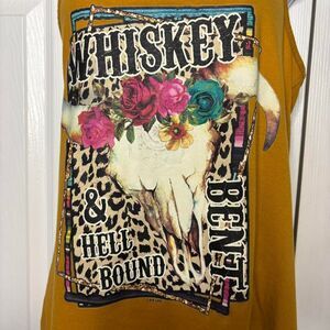 Lucky & Blessed Life Size Small Whiskey Bent Hell Bound Western Graphic Tank